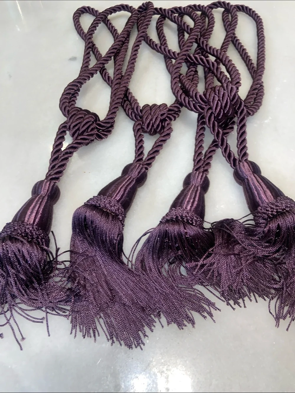 Elegant Plum Purple Tassel Tiebacks for Drapery - Set of 4